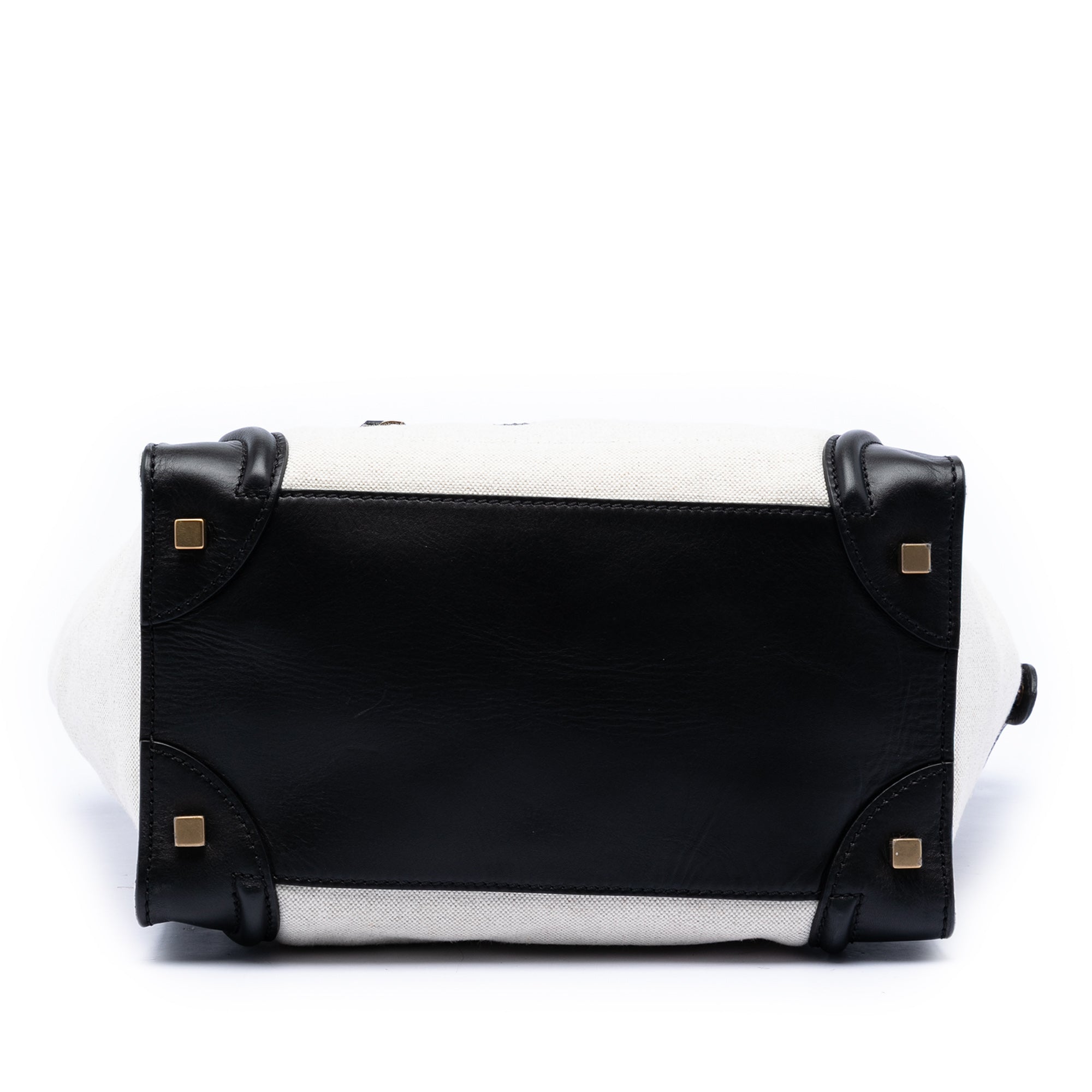 Mini Bicolor Canvas and Leather Luggage Tote - Image 3