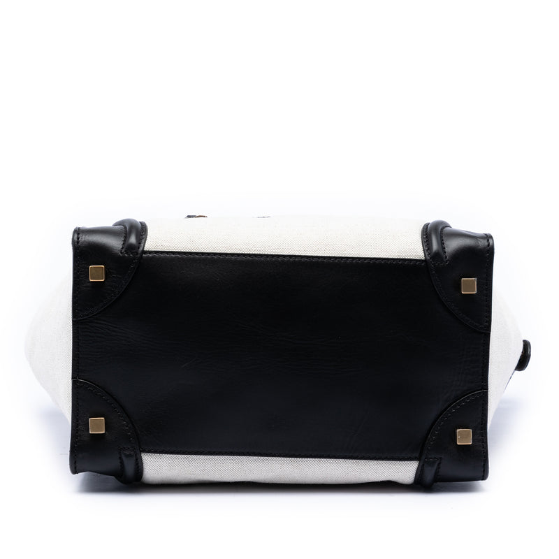 Mini Bicolor Canvas and Leather Luggage Tote - Image 3