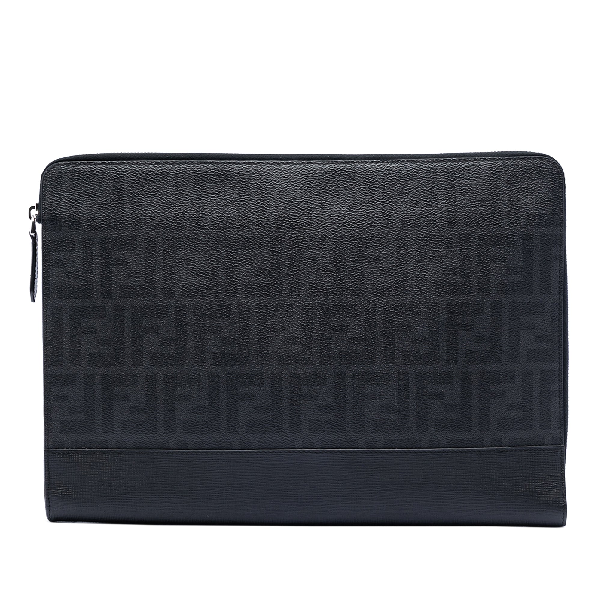 Leather Trimmed Zucca Coated Canvas Clutch - Image 1