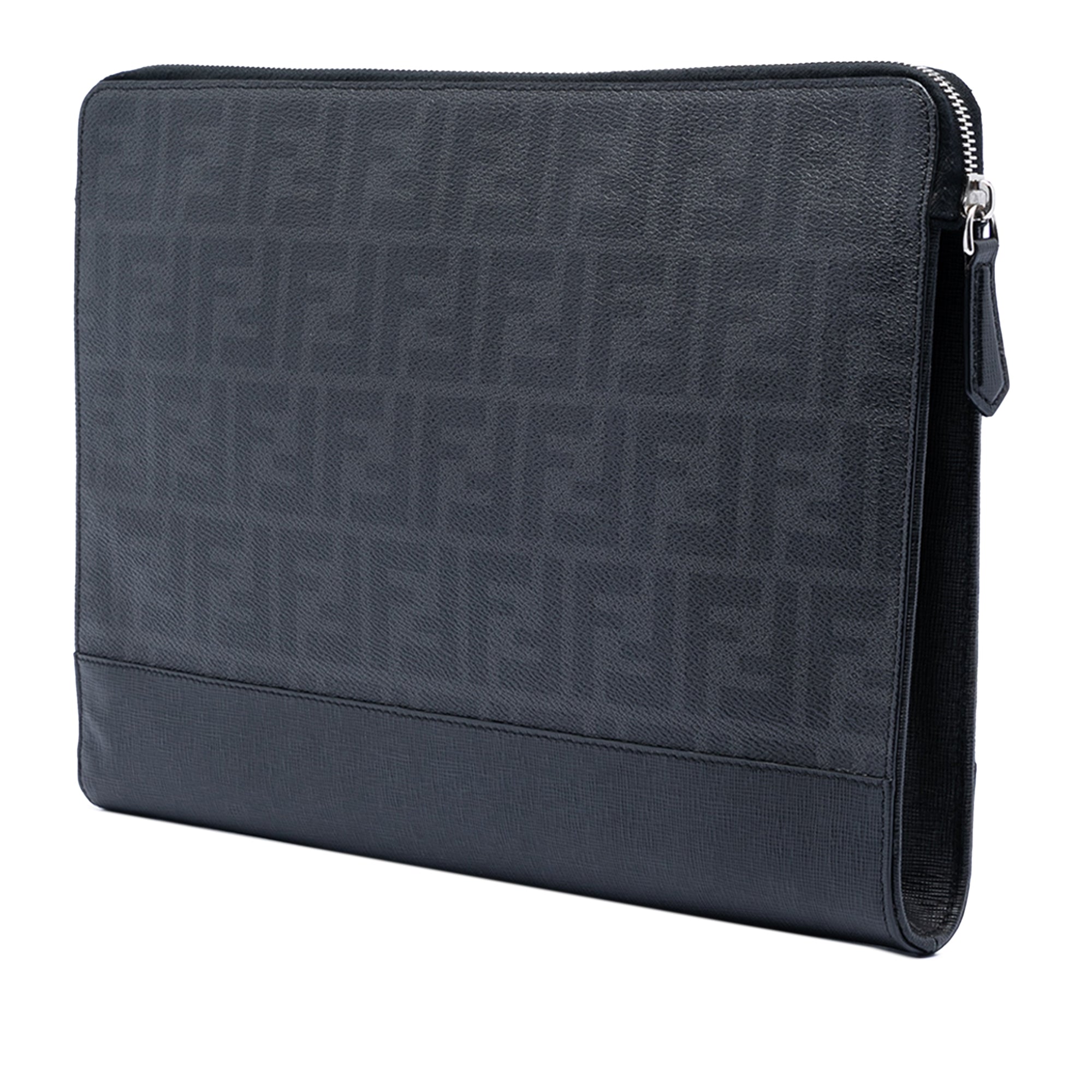 Leather Trimmed Zucca Coated Canvas Clutch - Image 2