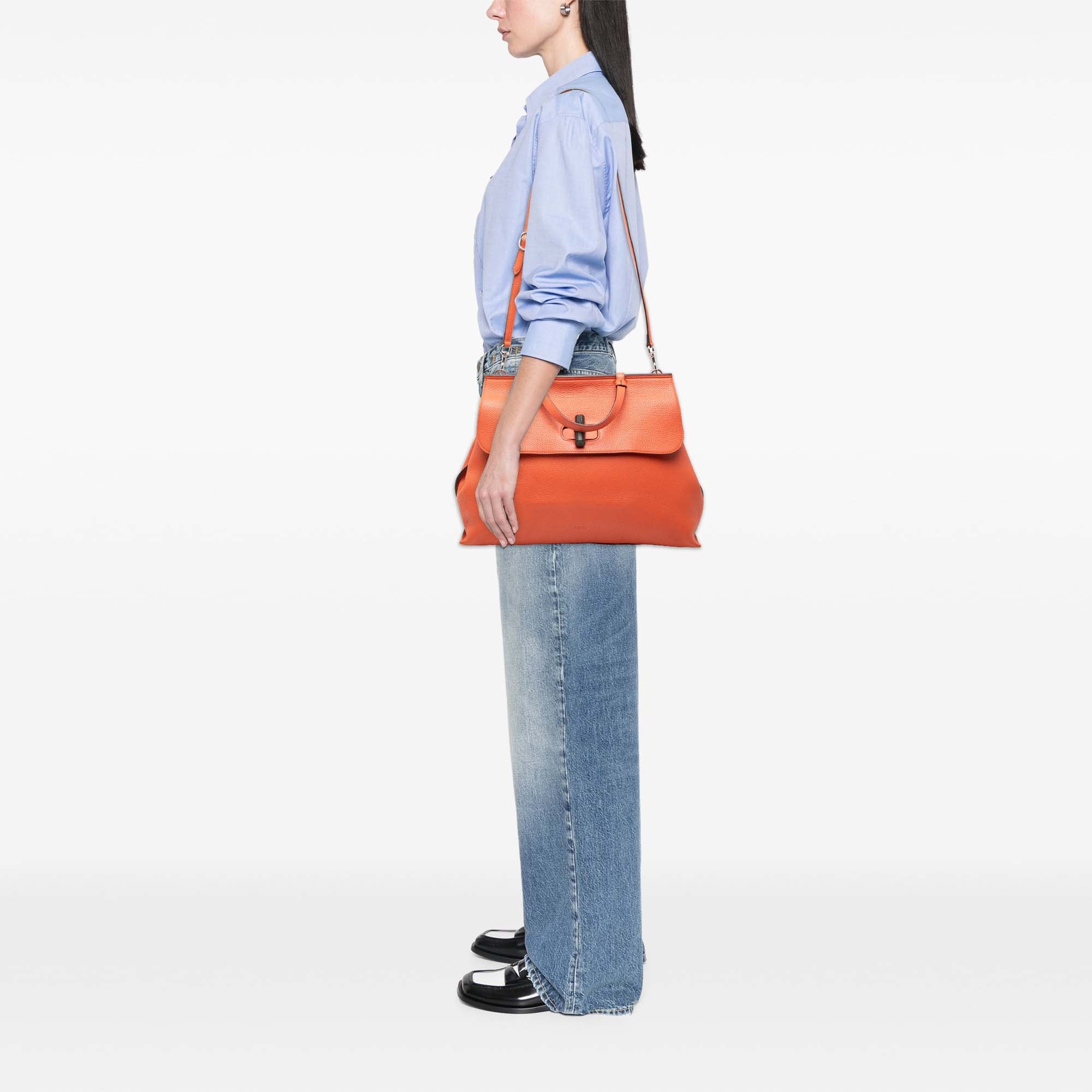 Large Calfskin Bamboo Daily Satchel - Image 7