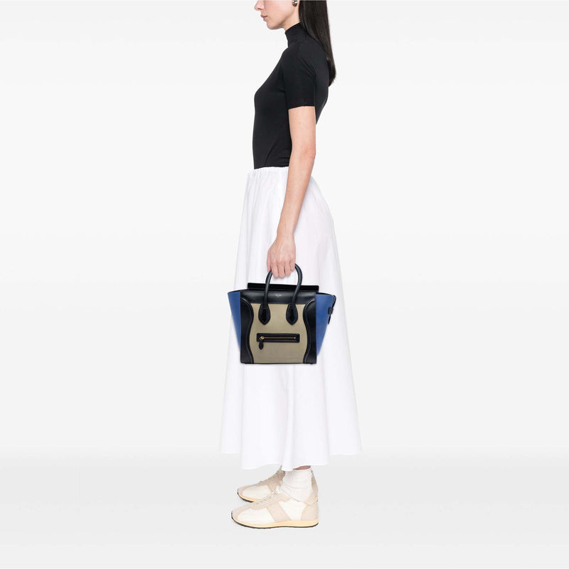 Mini Tricolor Leather Luggage Tote - Image 7