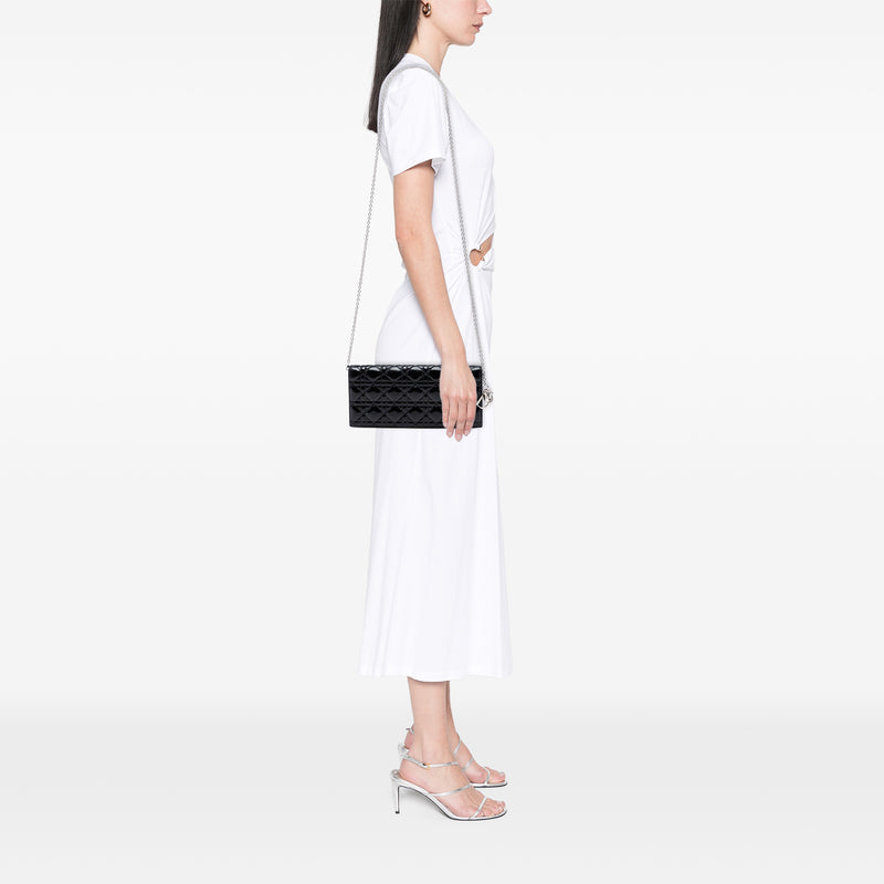 Patent Cannage Lady Dior Clutch with Chain - Image 6