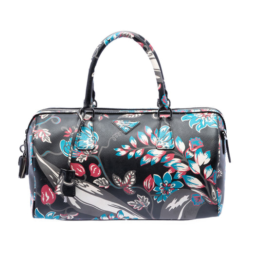 Saffiano Lux Floral Print Boston Bag - Image 1