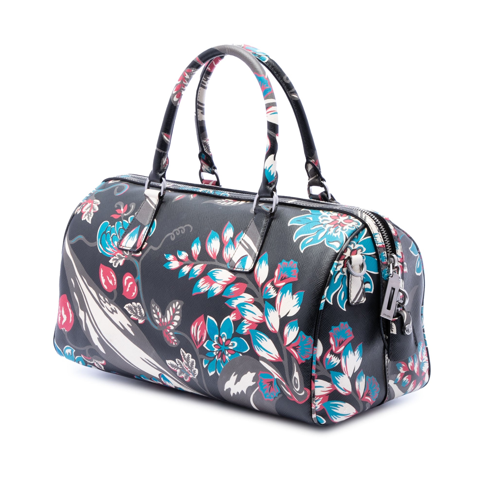 Saffiano Lux Floral Print Boston Bag - Image 2