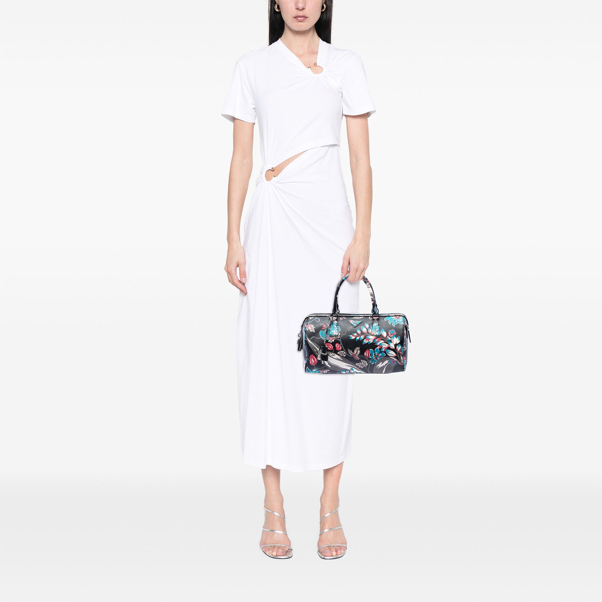 Saffiano Lux Floral Print Boston Bag - Image 6