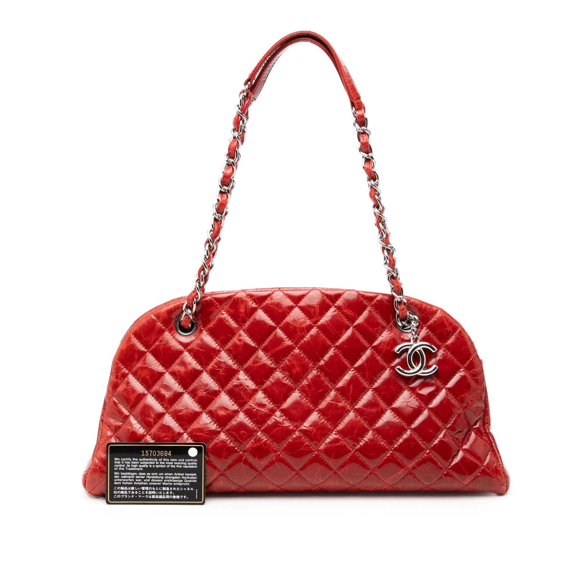 Large Glazed Calfskin Mademoiselle Bowling Bag - Image 8