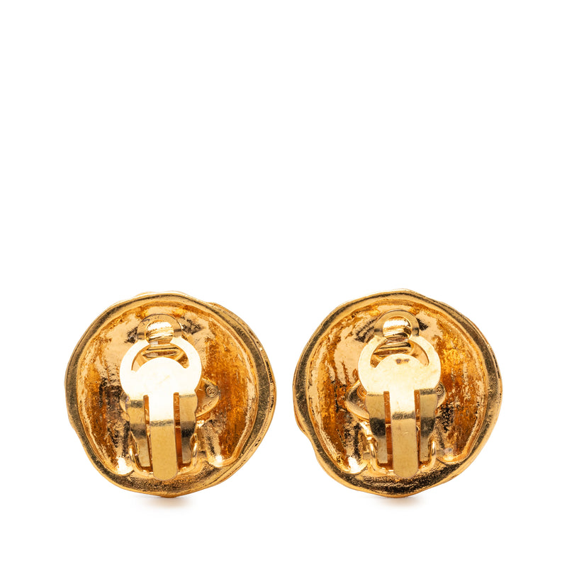 CC Gold Plated Round Clip On Earrings - Image 2
