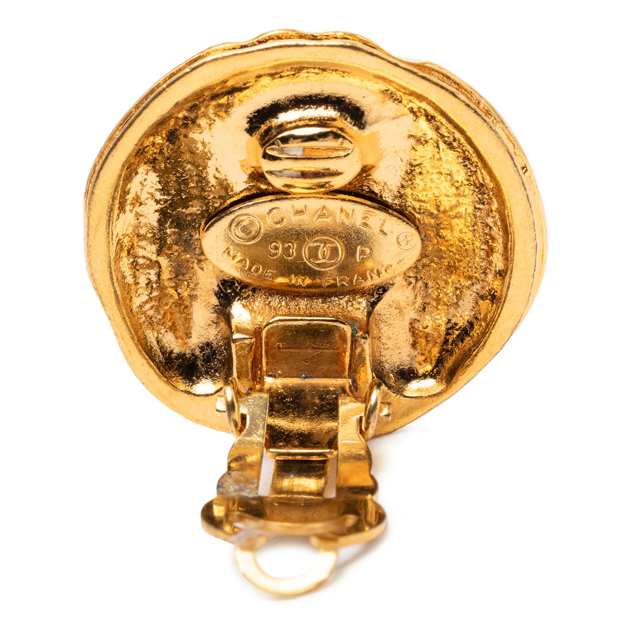 CC Gold Plated Round Clip On Earrings - Image 3