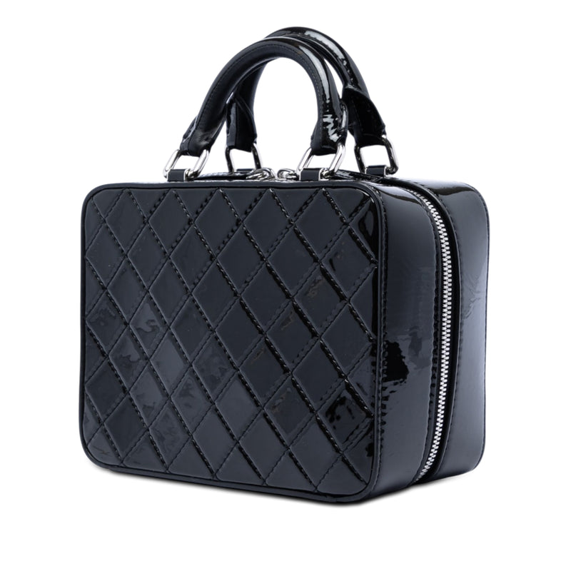 Small CC Quilted Patent Travel Kit Vanity Case - Image 2