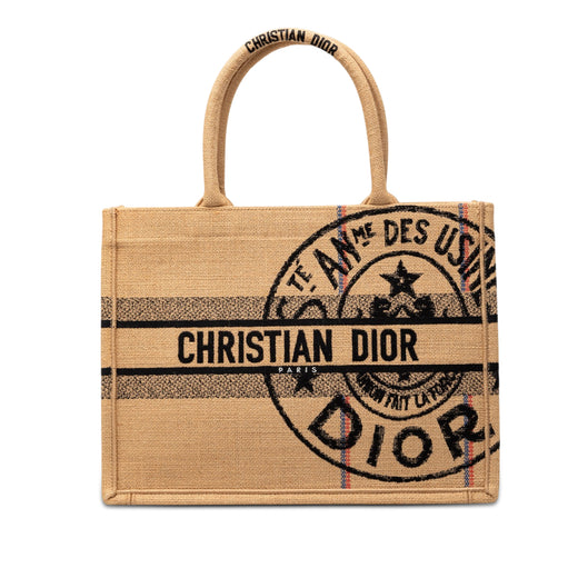 Medium Jute Embroidered Book Tote - Image 1