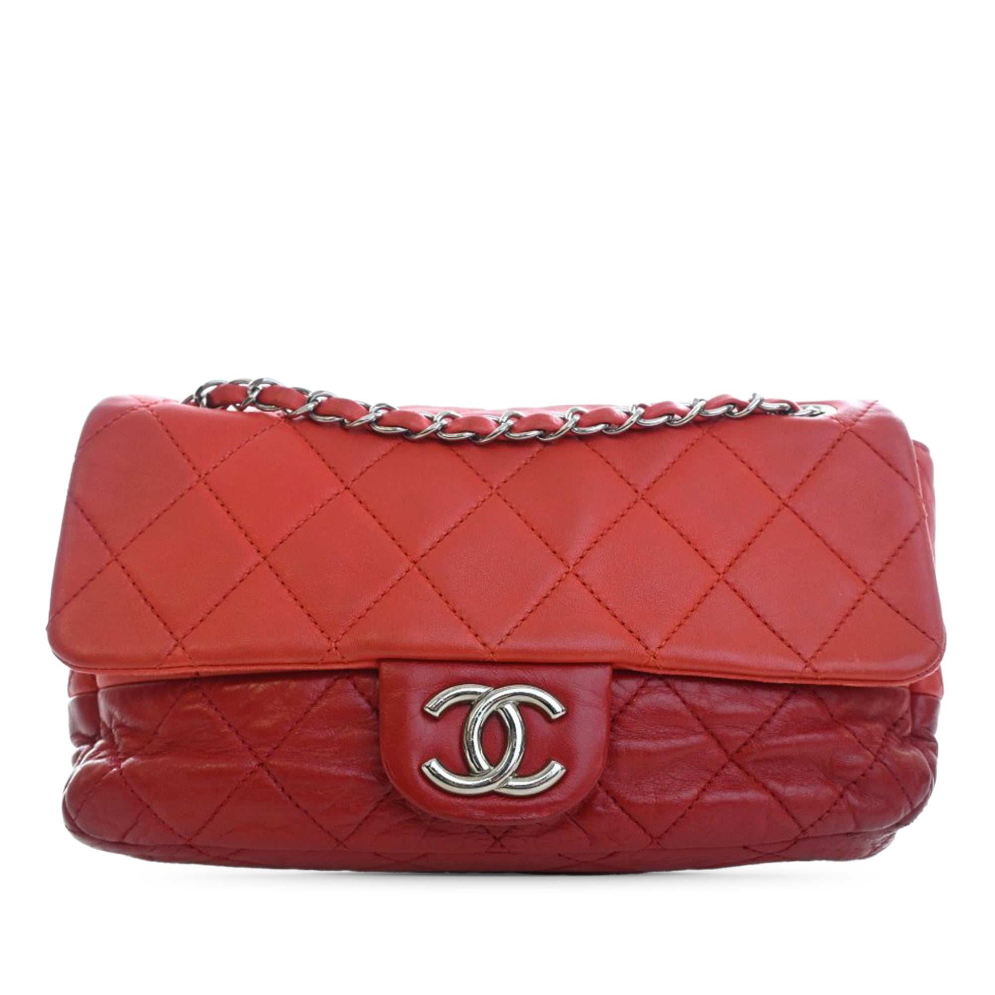 Medium Bicolor Lambskin and Calfskin CC Chain Flap - Image 1
