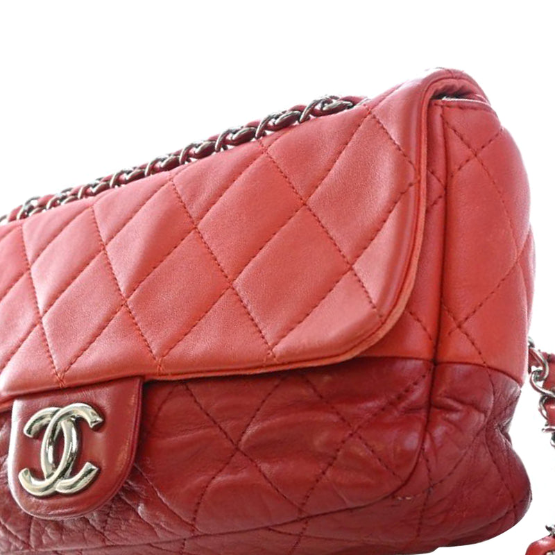 Medium Bicolor Lambskin and Calfskin CC Chain Flap - Image 7