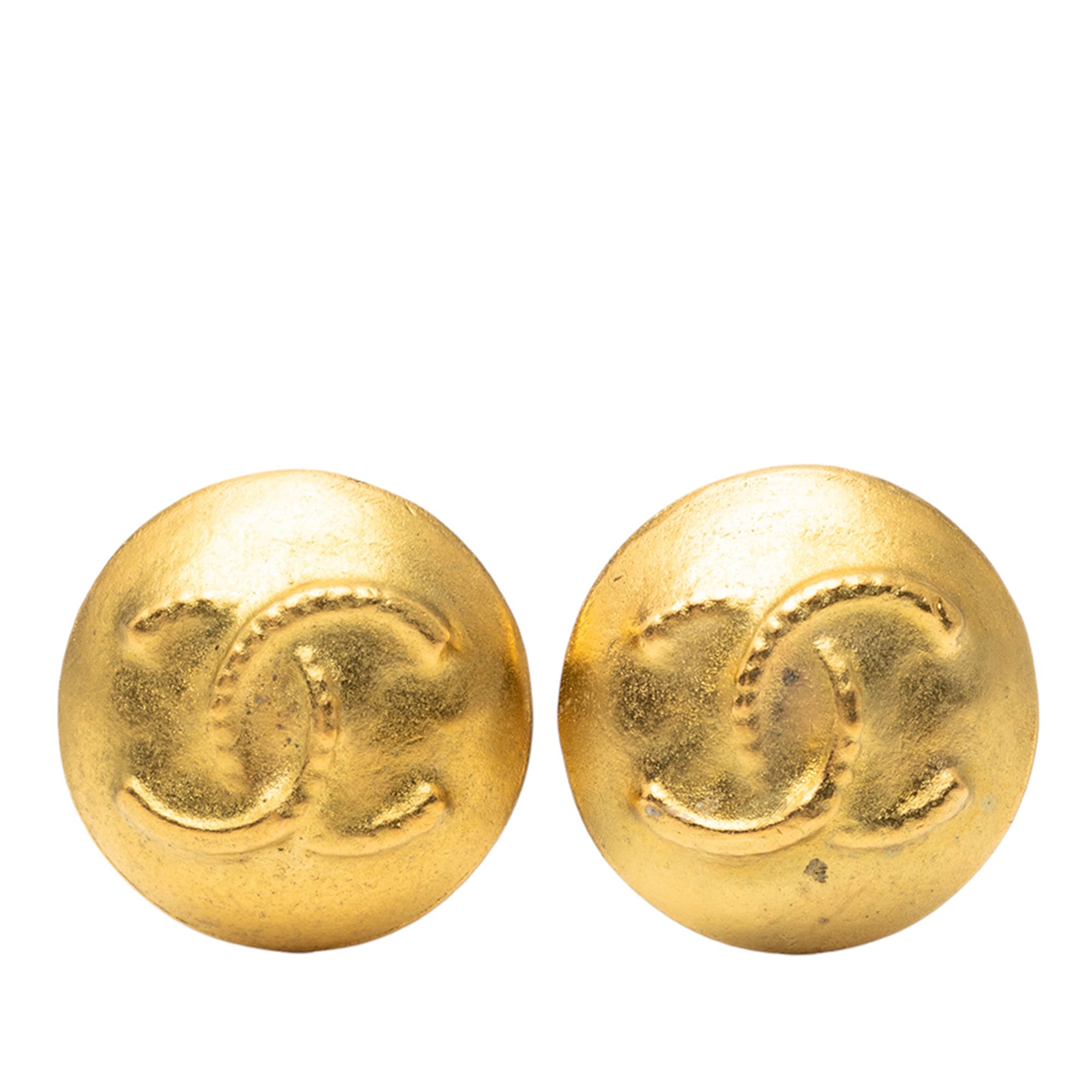 CC Gold Plated Button Clip On Earrings - Image 1