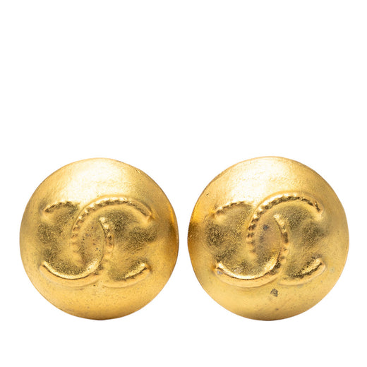 CC Gold Plated Button Clip On Earrings - Image 1