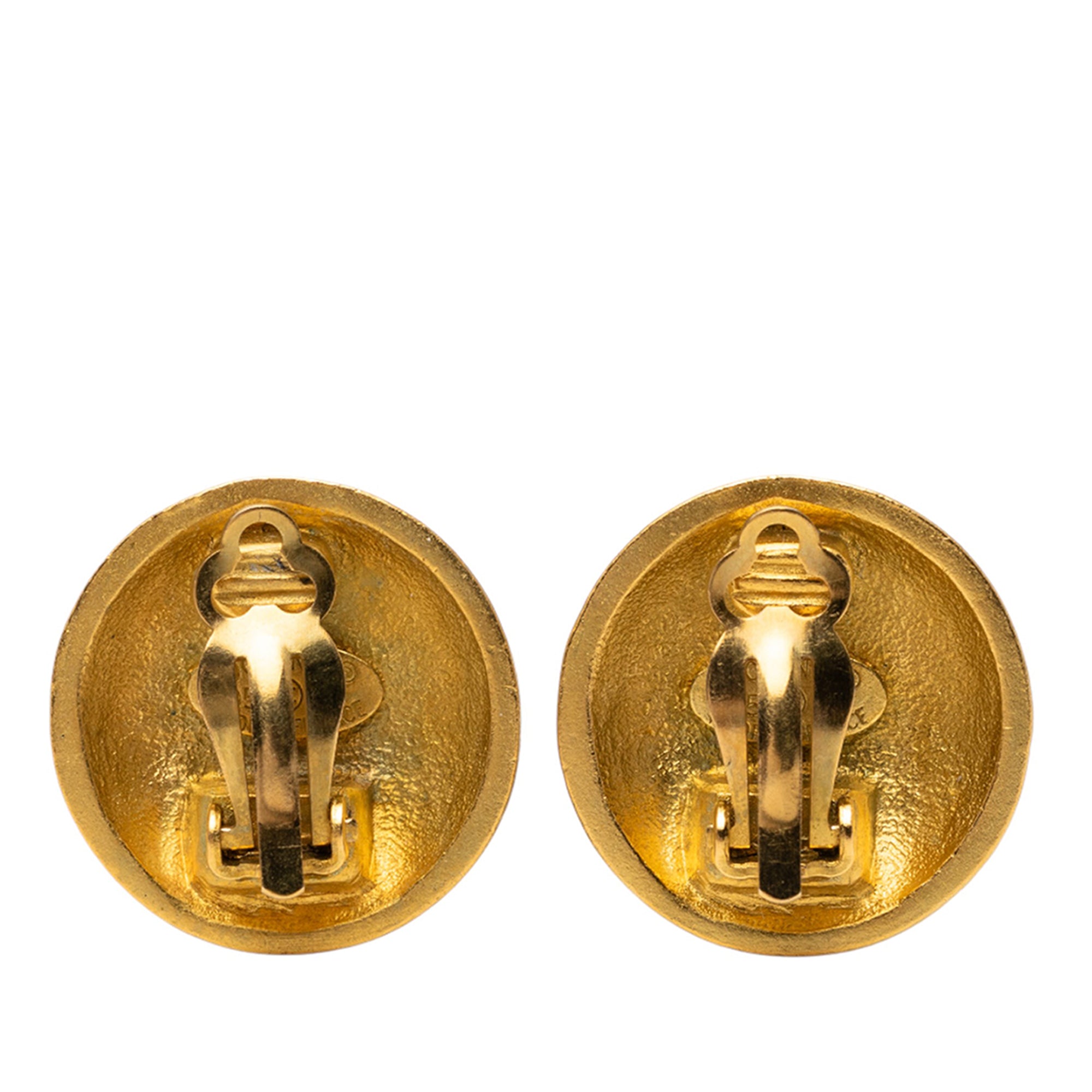 CC Gold Plated Button Clip On Earrings - Image 2