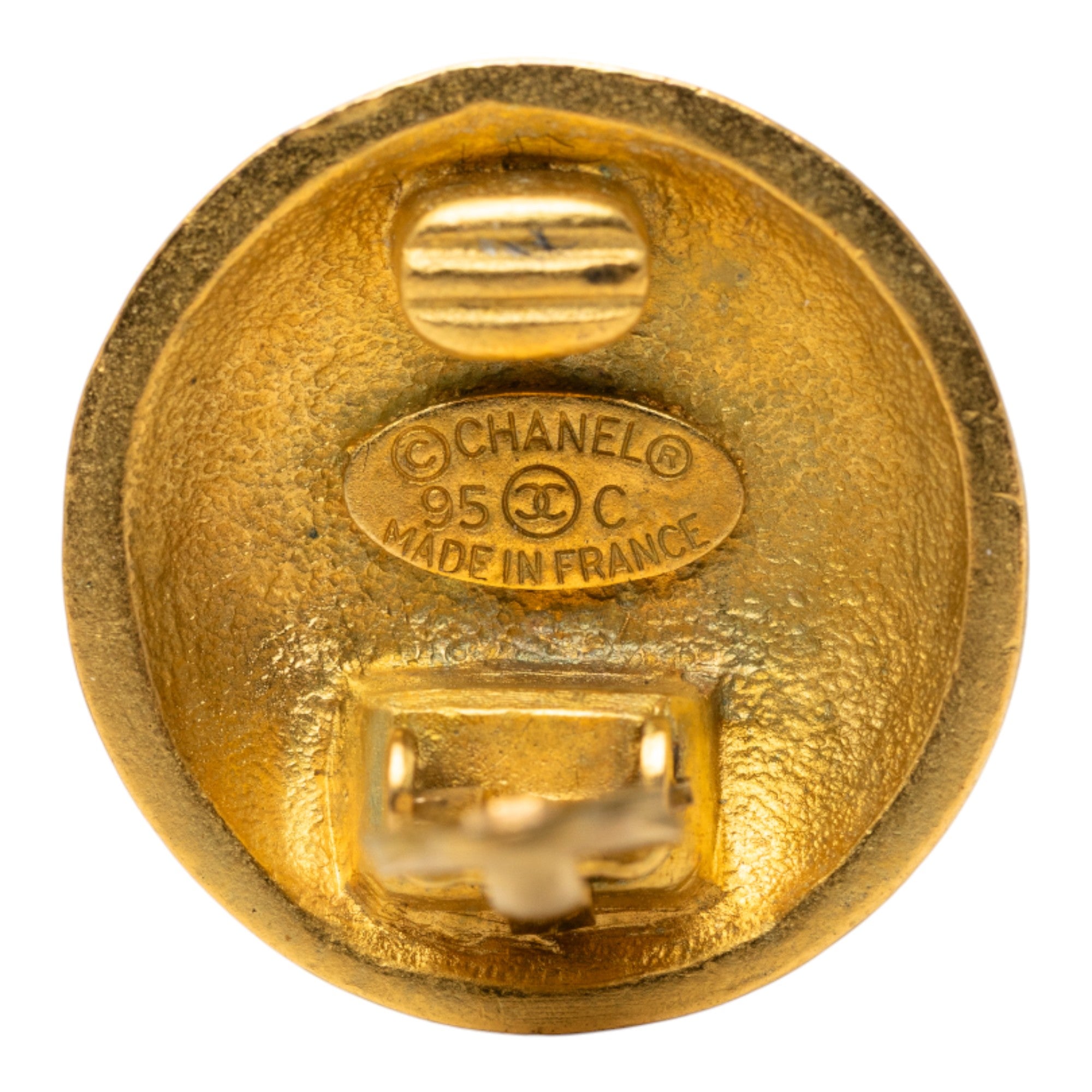 CC Gold Plated Button Clip On Earrings - Image 3