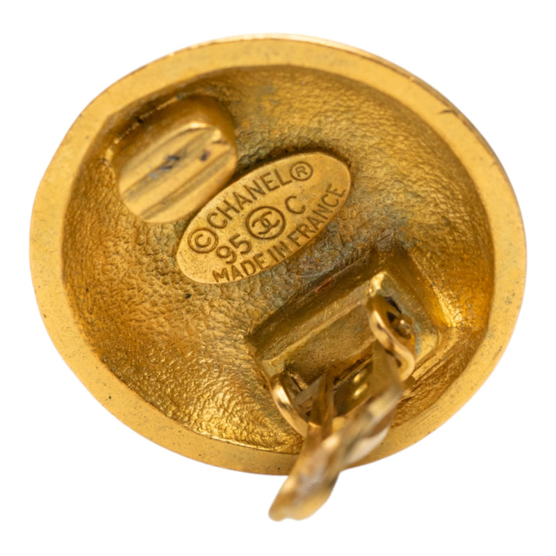 CC Gold Plated Button Clip On Earrings - Image 4
