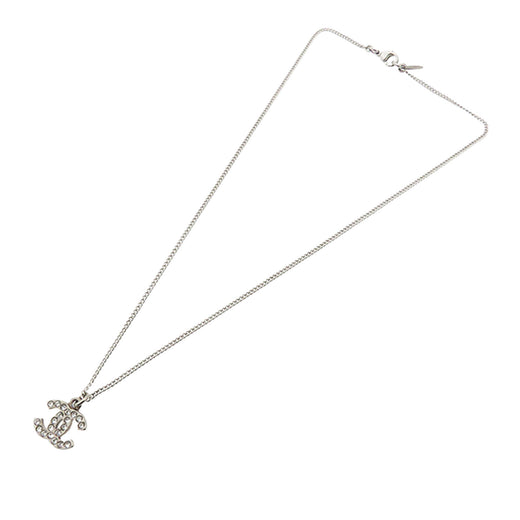 Silver Plated CC Rhinestone Pendant Necklace - Image 1