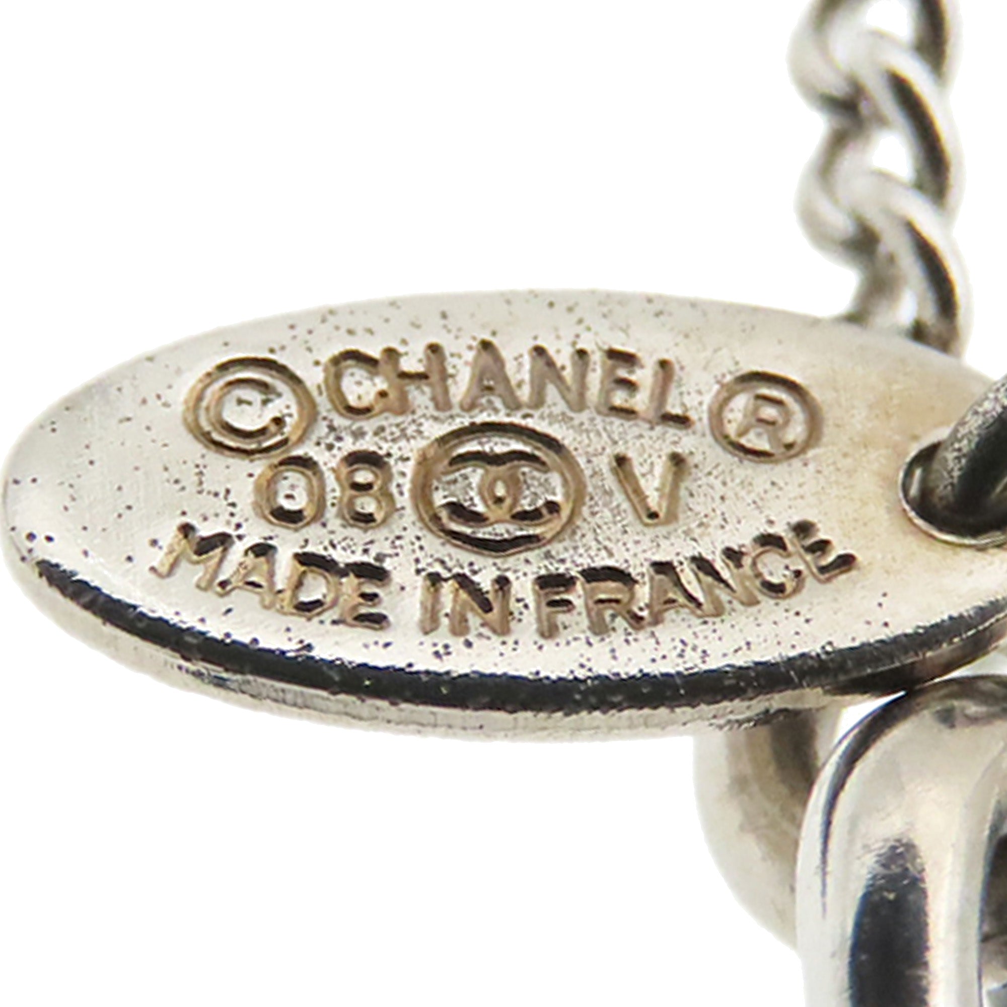 Silver Plated CC Rhinestone Pendant Necklace - Image 4