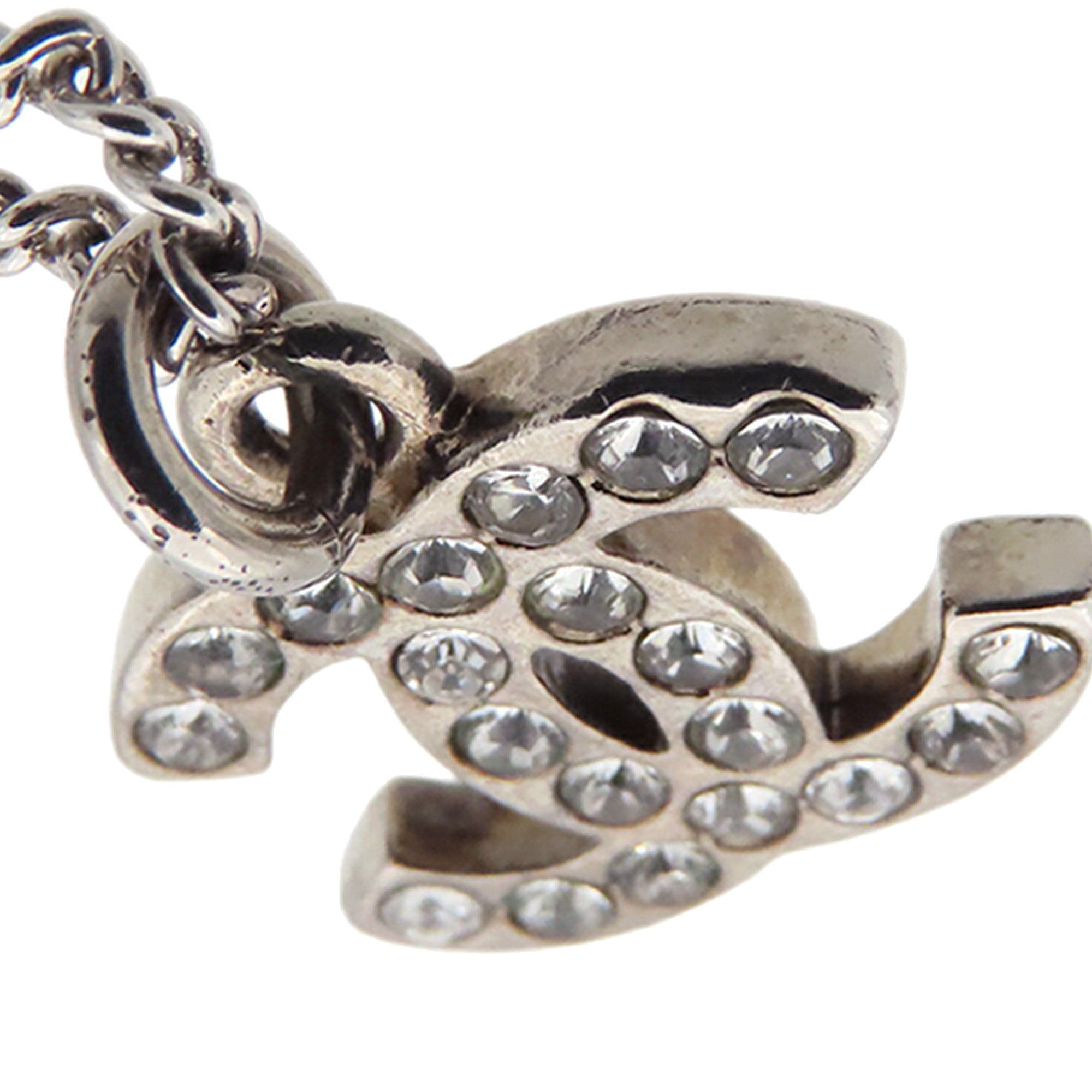 Silver Plated CC Rhinestone Pendant Necklace - Image 5