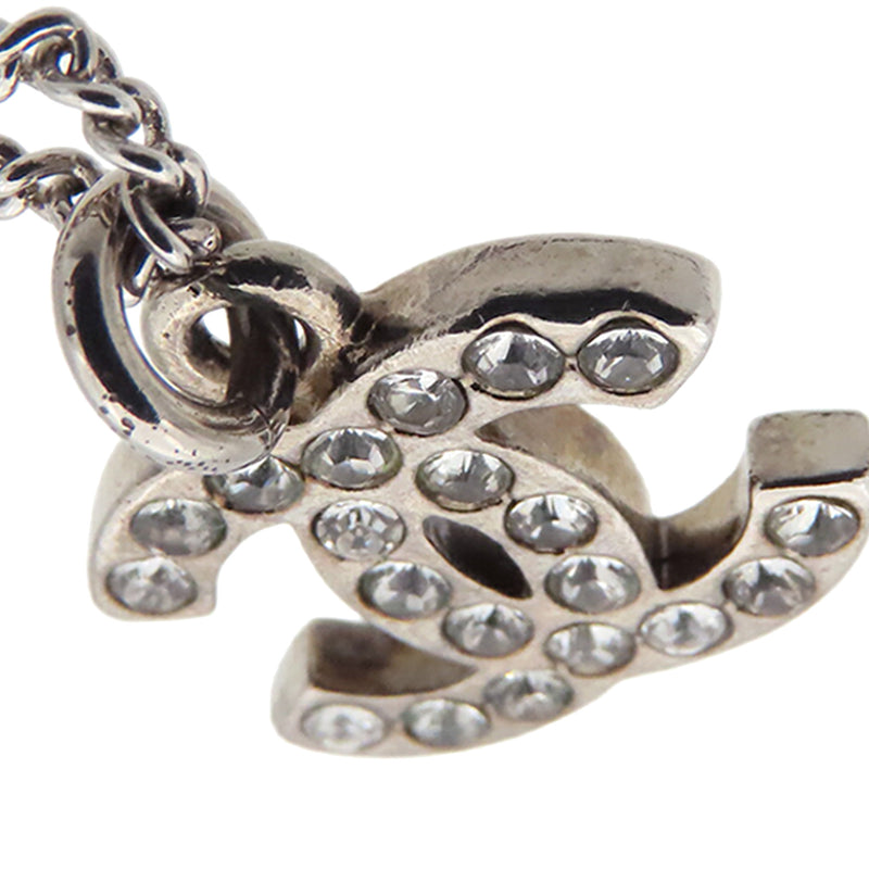 Silver Plated CC Rhinestone Pendant Necklace - Image 5