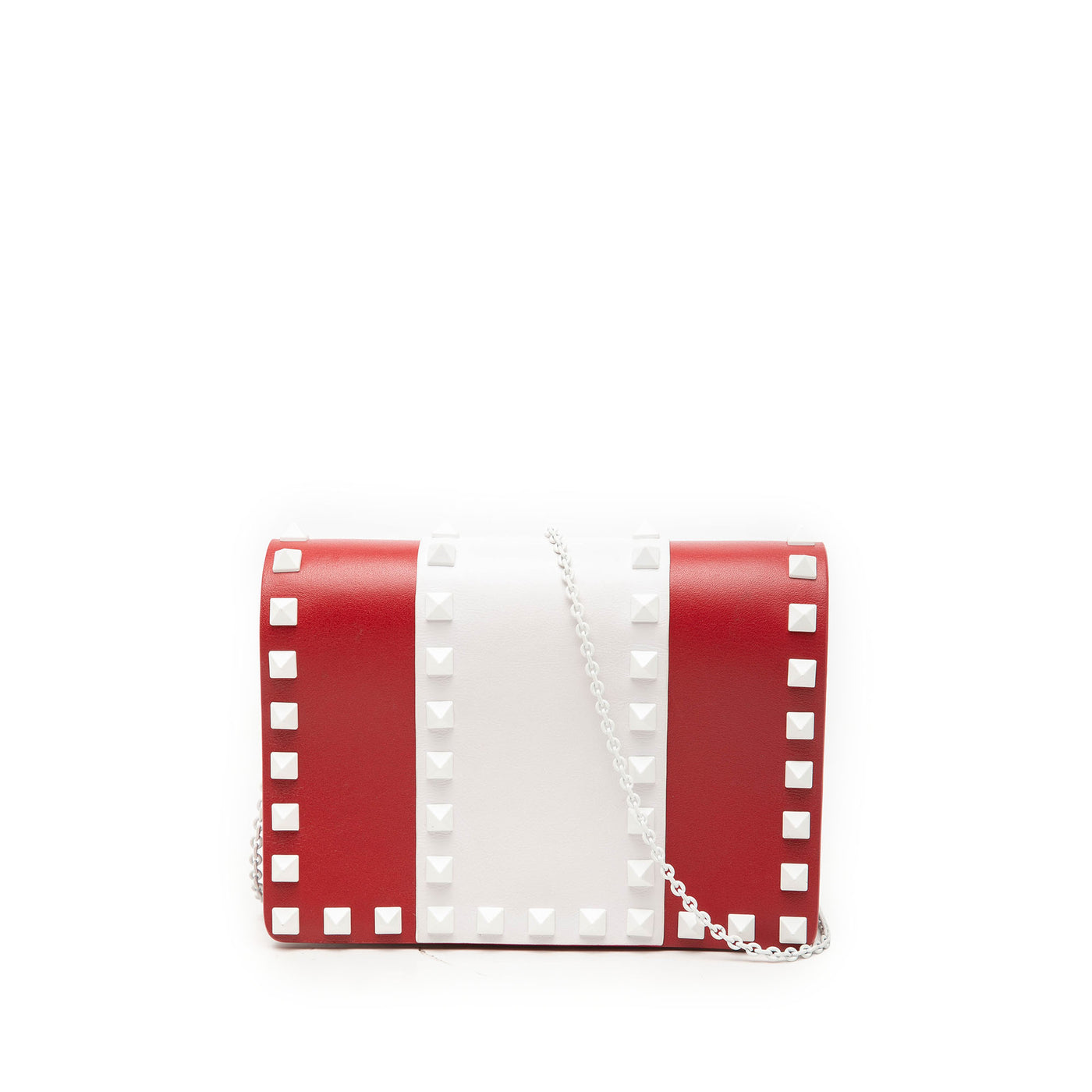 Leather Colorblock Rockstud Wallet On Chain - Image 1