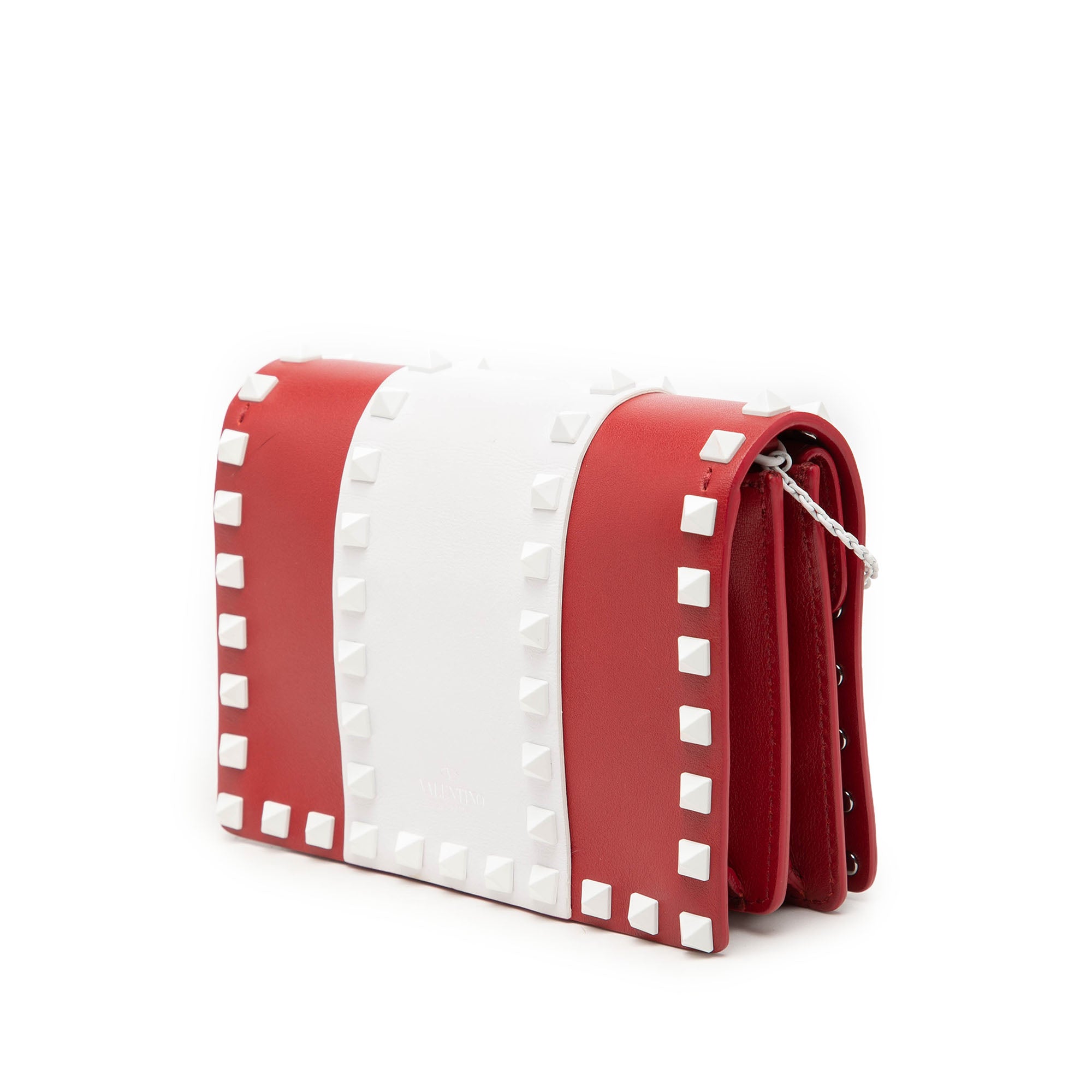 Leather Colorblock Rockstud Wallet On Chain - Image 2