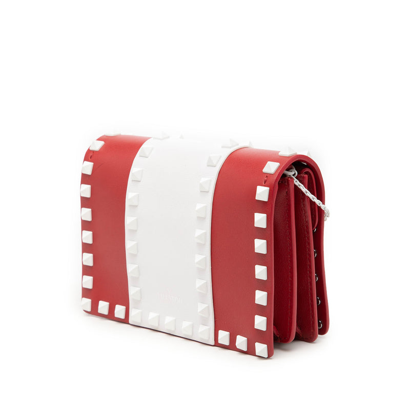 Leather Colorblock Rockstud Wallet On Chain - Image 2