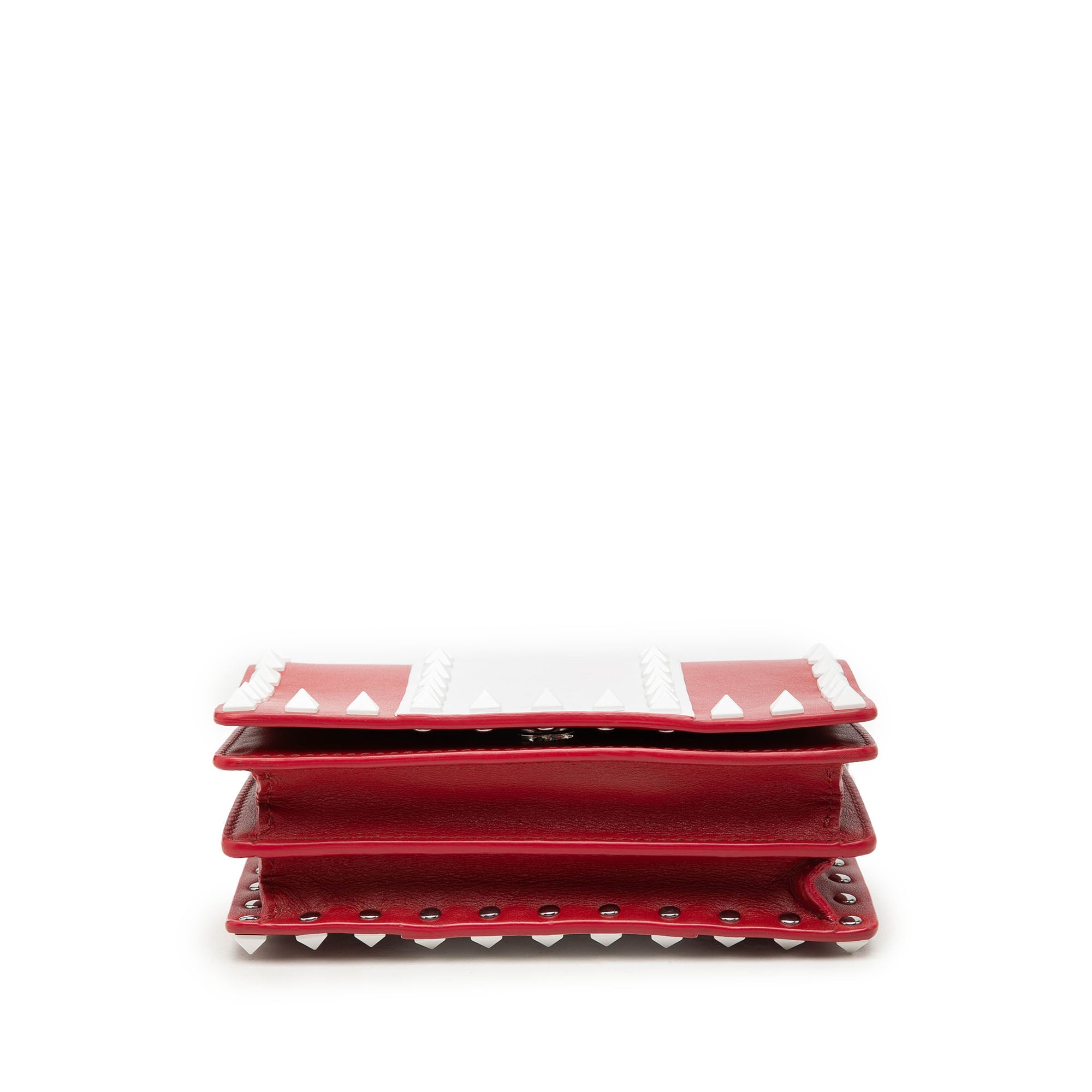 Leather Colorblock Rockstud Wallet On Chain - Image 3
