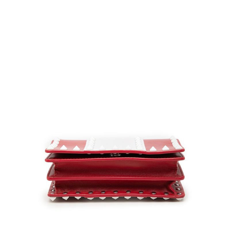 Leather Colorblock Rockstud Wallet On Chain - Image 3