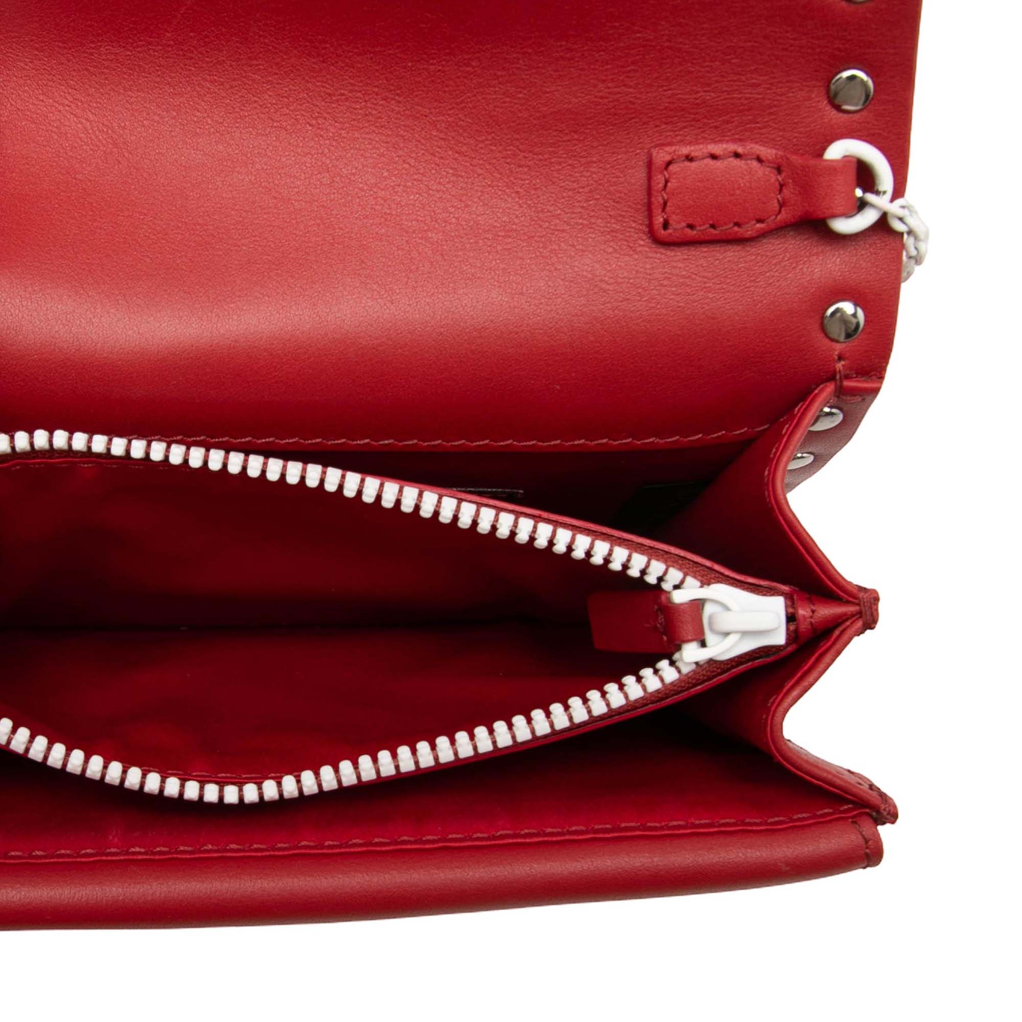 Leather Colorblock Rockstud Wallet On Chain - Image 4