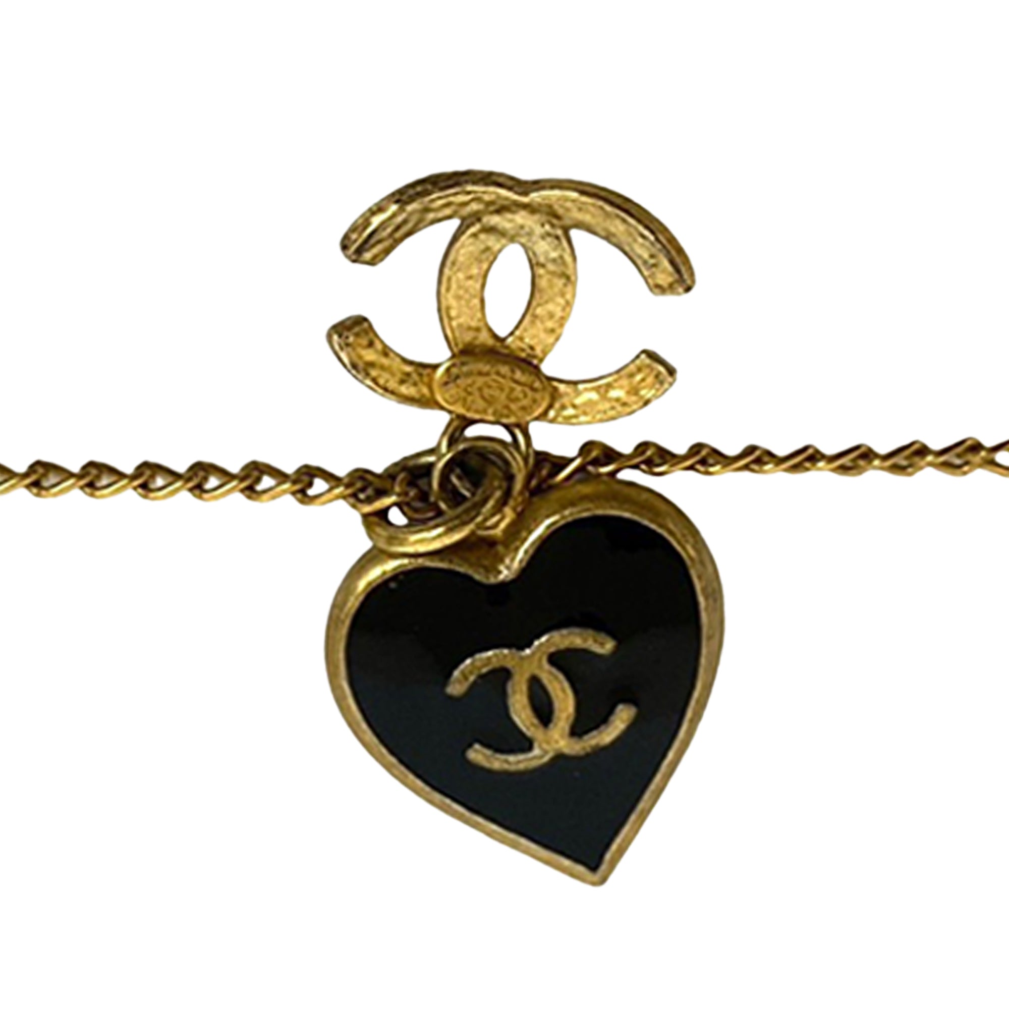 Gold Plated Enamel CC Heart Pendant Necklace - Image 3