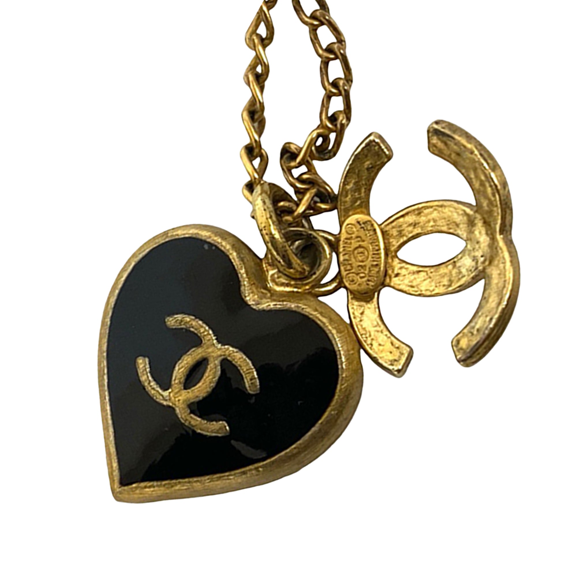 Gold Plated Enamel CC Heart Pendant Necklace - Image 4