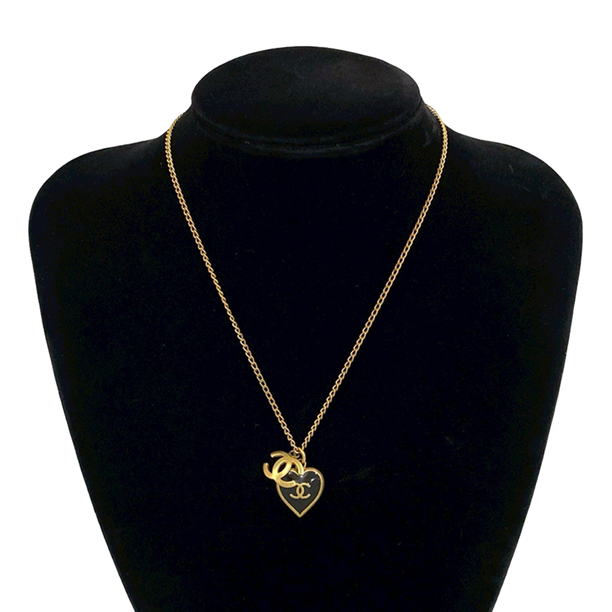Gold Plated Enamel CC Heart Pendant Necklace - Image 6