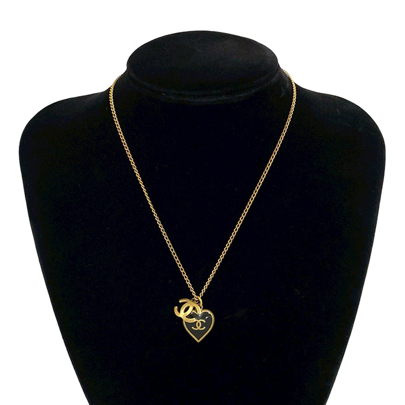 Gold Plated Enamel CC Heart Pendant Necklace - Image 6
