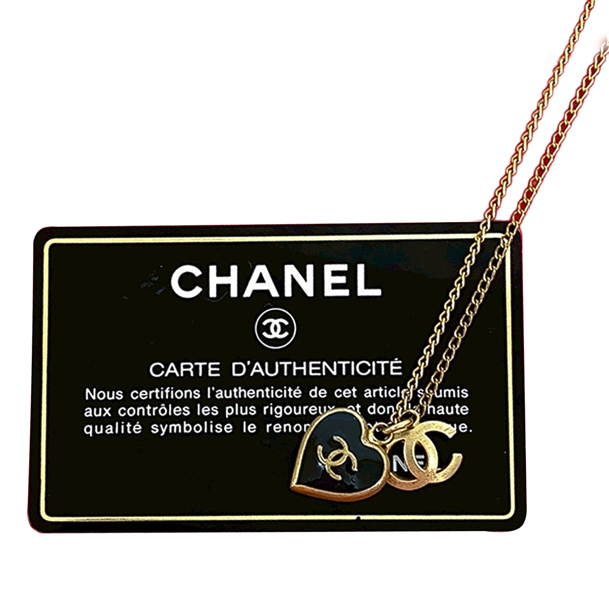 Gold Plated Enamel CC Heart Pendant Necklace - Image 7