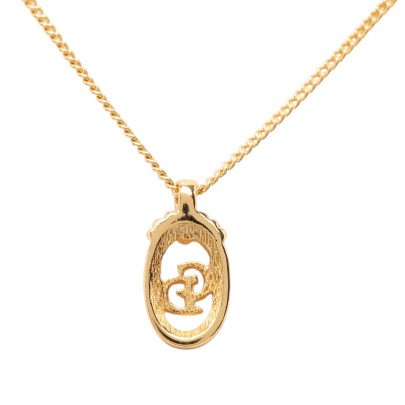 Gold Plated CD Logo Oval Pendant Necklace - Image 3
