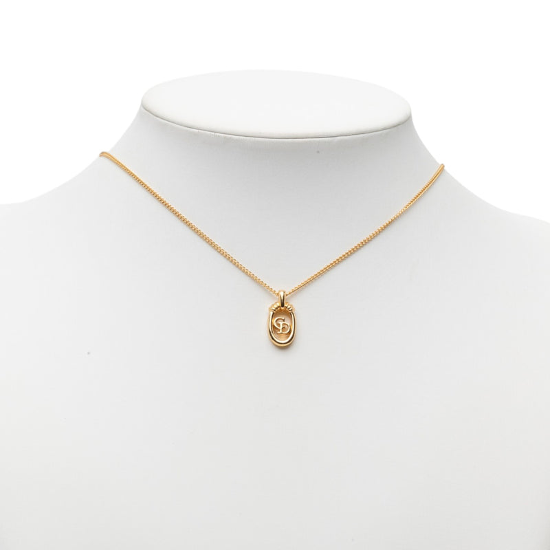 Gold Plated CD Logo Oval Pendant Necklace - Image 5