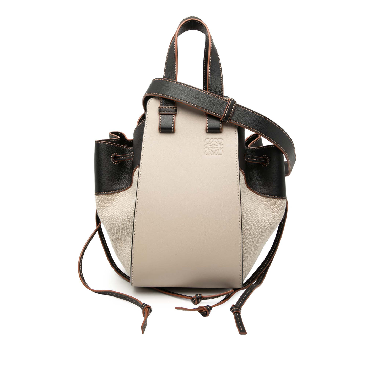 Small Leather and Canvas Hammock Bag - Image 1
