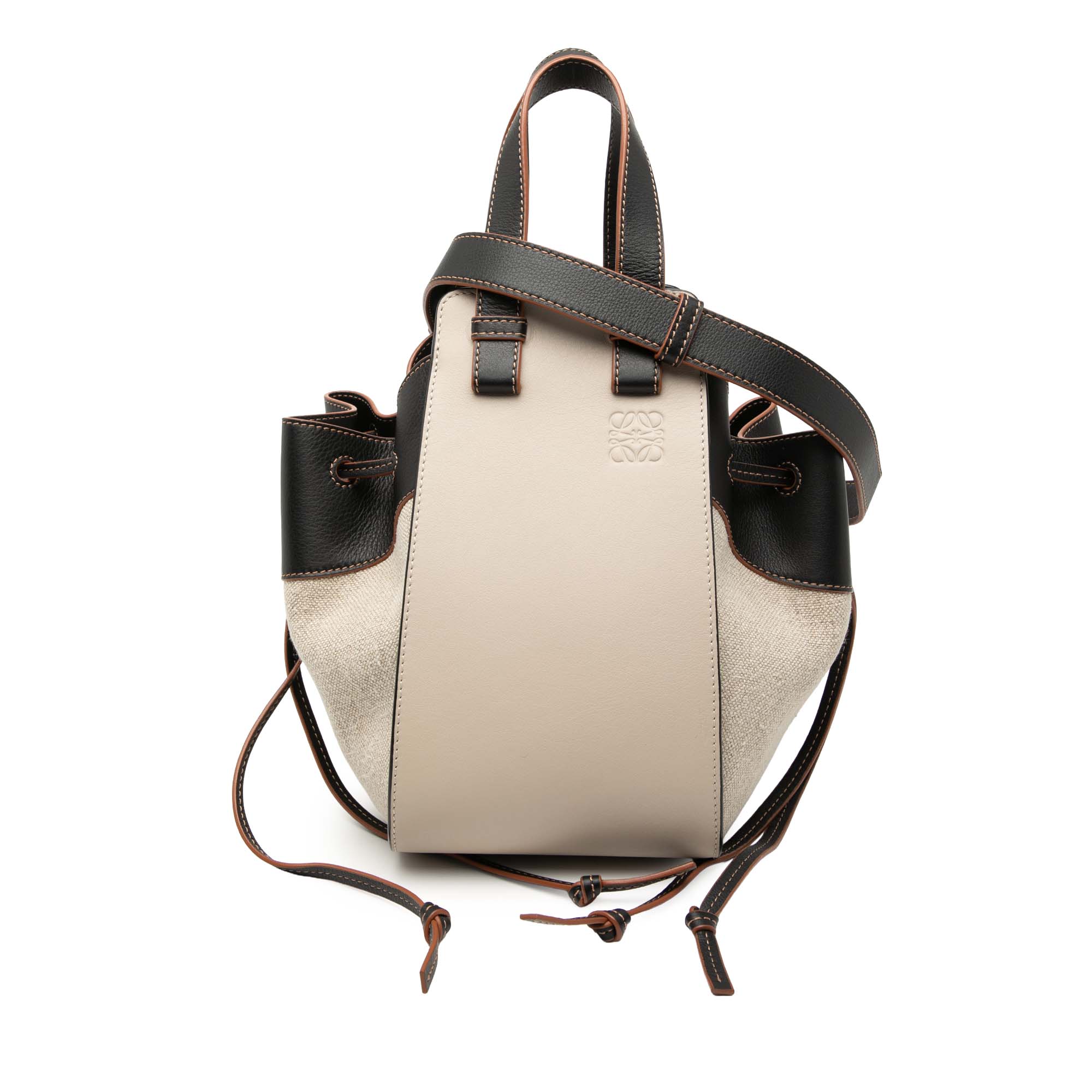 Small Leather and Canvas Hammock Bag - Image 1