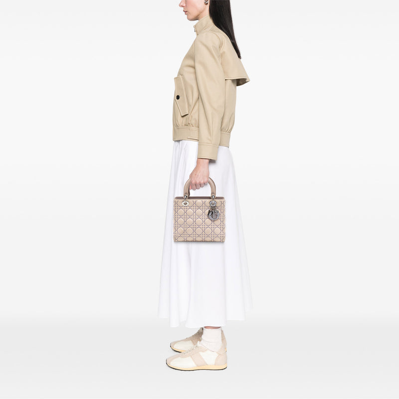 Medium Lambskin Cannage Stitched Lady Dior - Image 6
