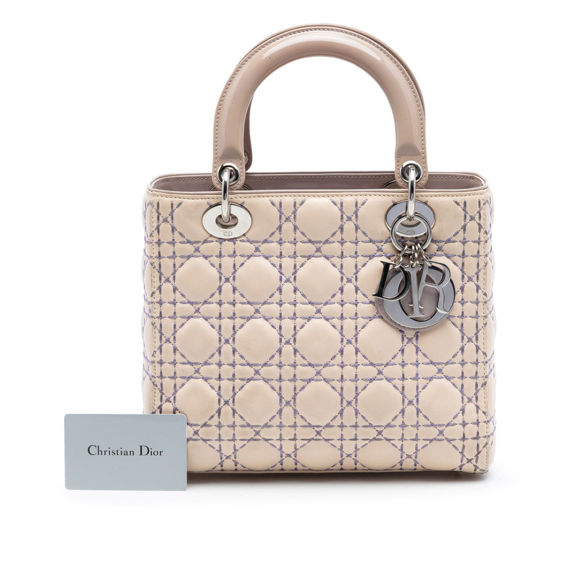 Medium Lambskin Cannage Stitched Lady Dior - Image 7