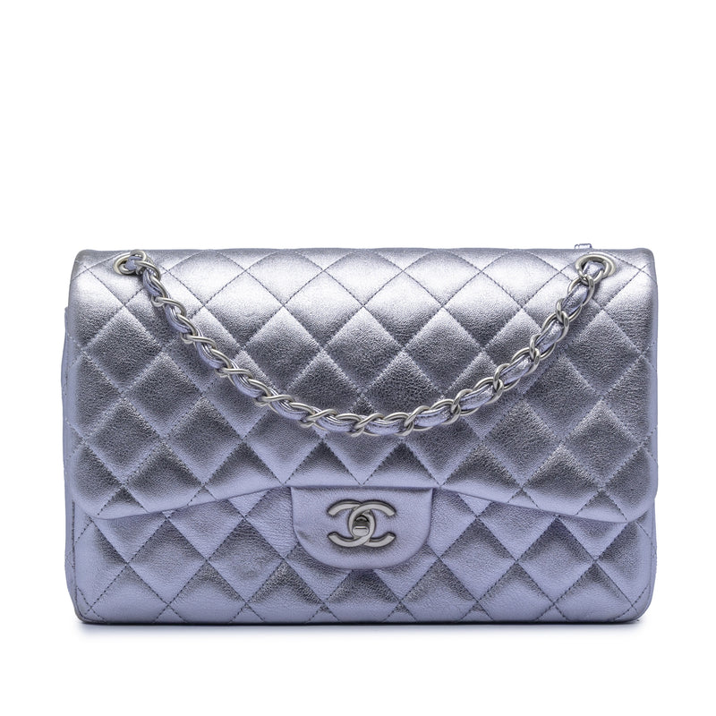 Jumbo Classic Metallic Lambskin Double Flap