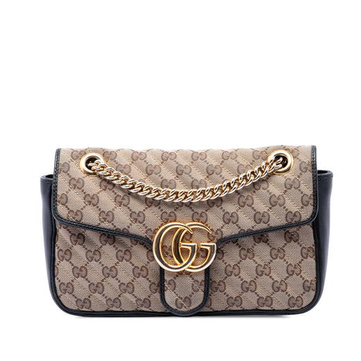 Medium GG Marmont Matelasse Diagonal GG Canvas Shoulder Bag - Image 1
