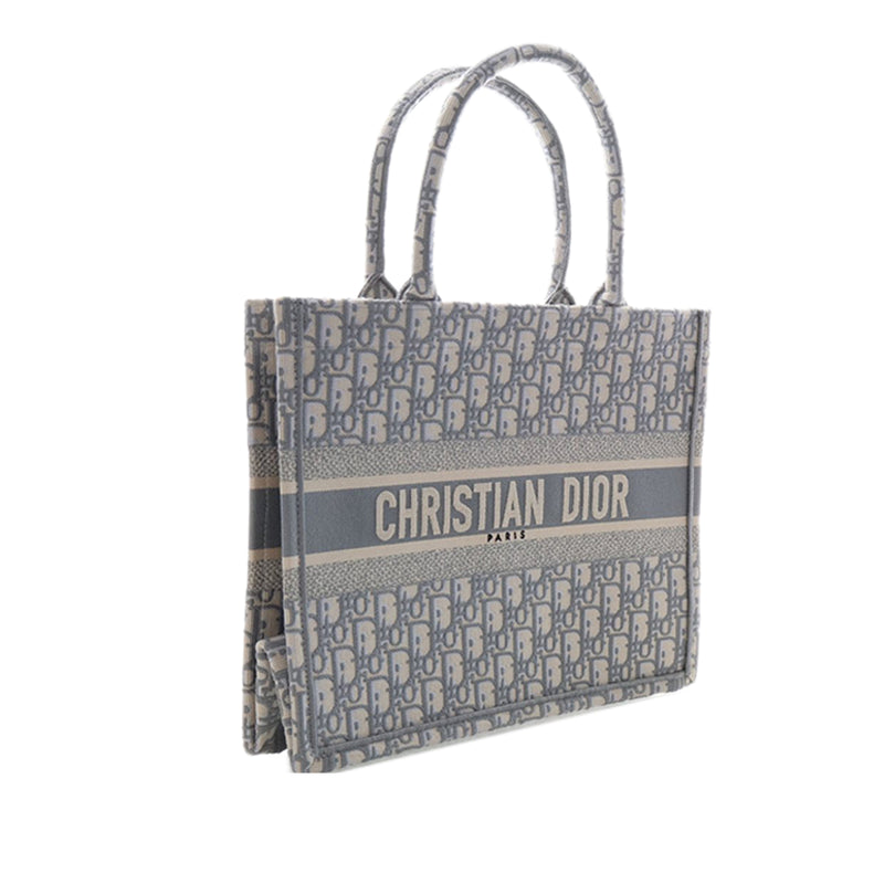 Medium Oblique Embroidered Canvas Book Tote - Image 3