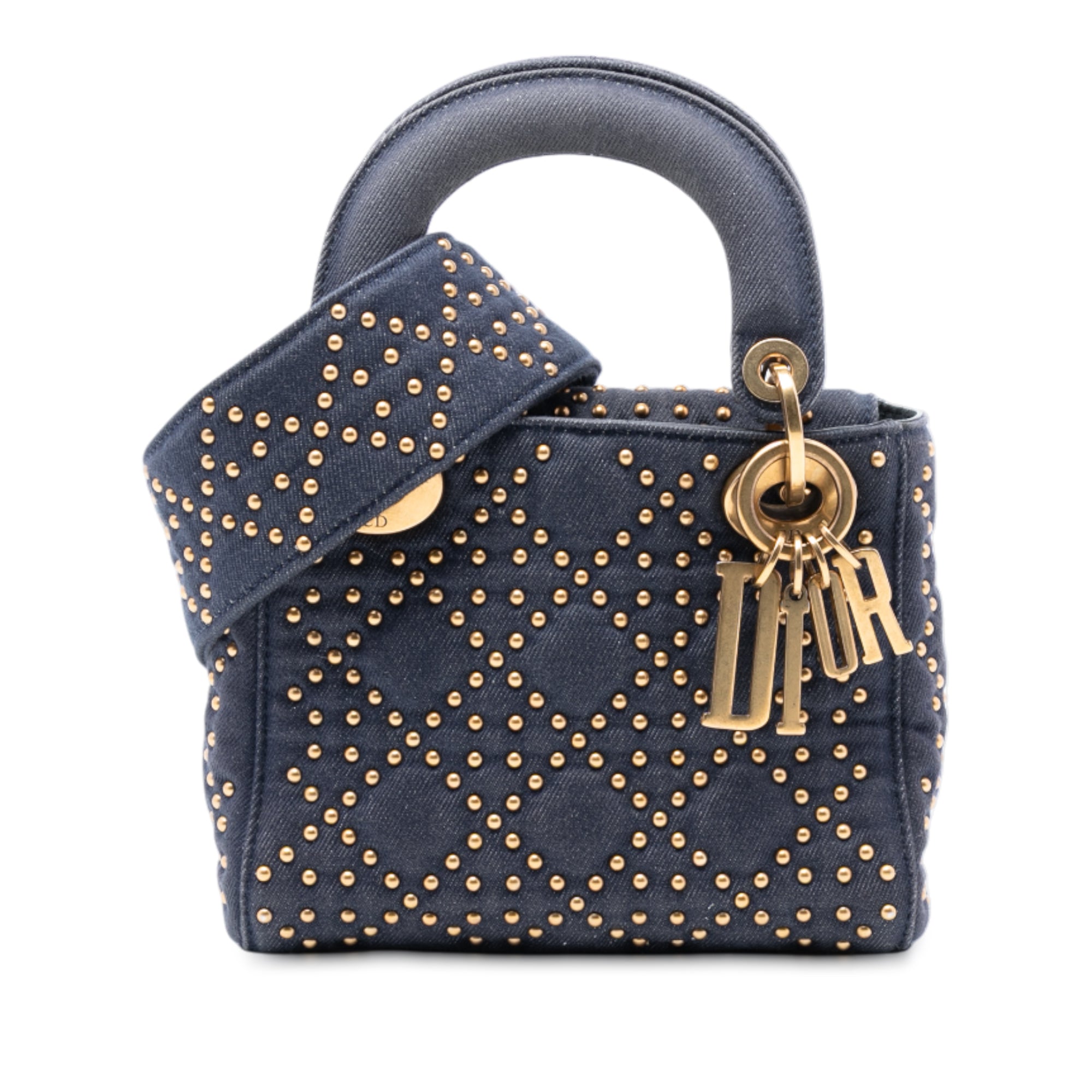 Mini Denim Cannage Studded Supple Lady Dior - Image 1