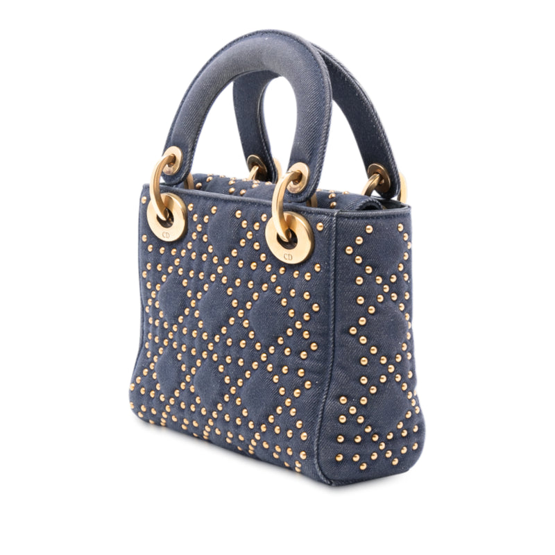 Mini Denim Cannage Studded Supple Lady Dior - Image 2