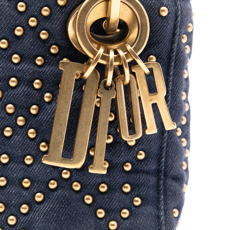 Mini Denim Cannage Studded Supple Lady Dior - Image 6