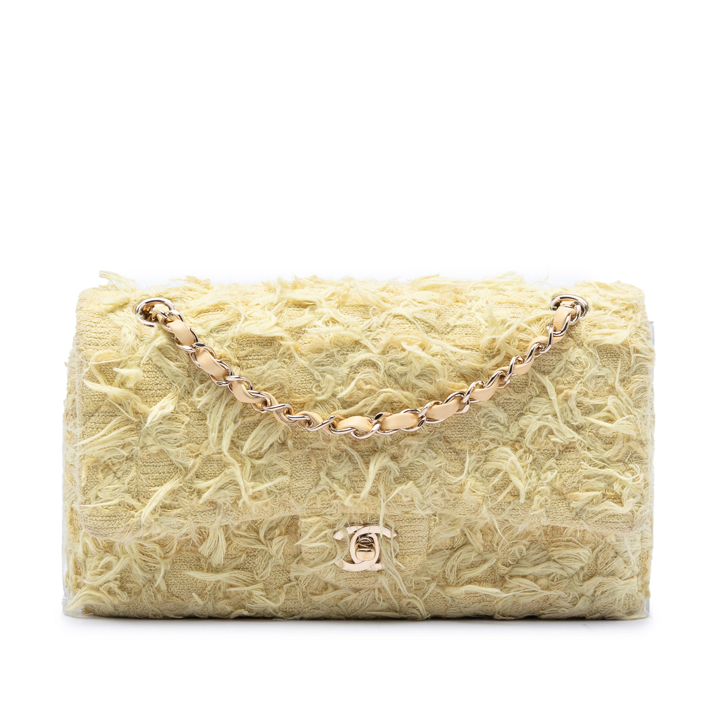 Medium Classic Fringed Tweed Double Flap - Image 1